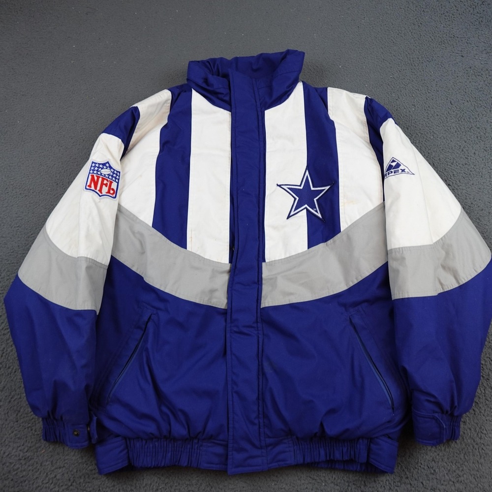 Vintage Dallas Cowboys Jacket Mens Large Blue NFL Football Pro Line Apex One